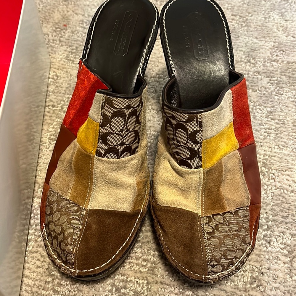 Coach Patchwork clogs / heel size 9